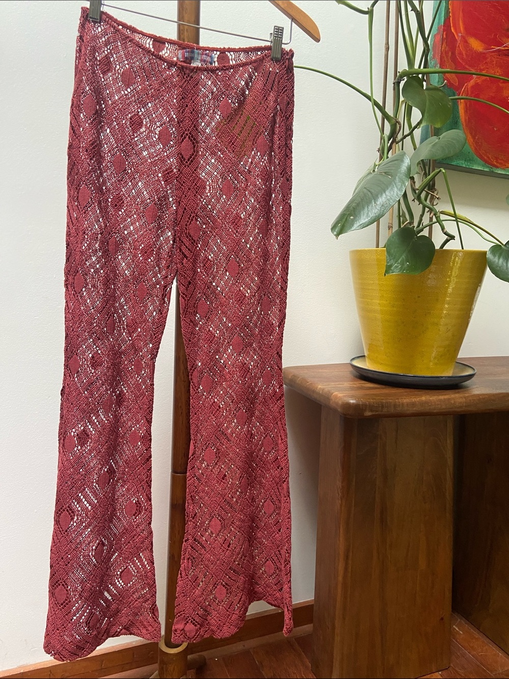Urban Outfitters Tasha Crochet See Through Flare Pant Beach